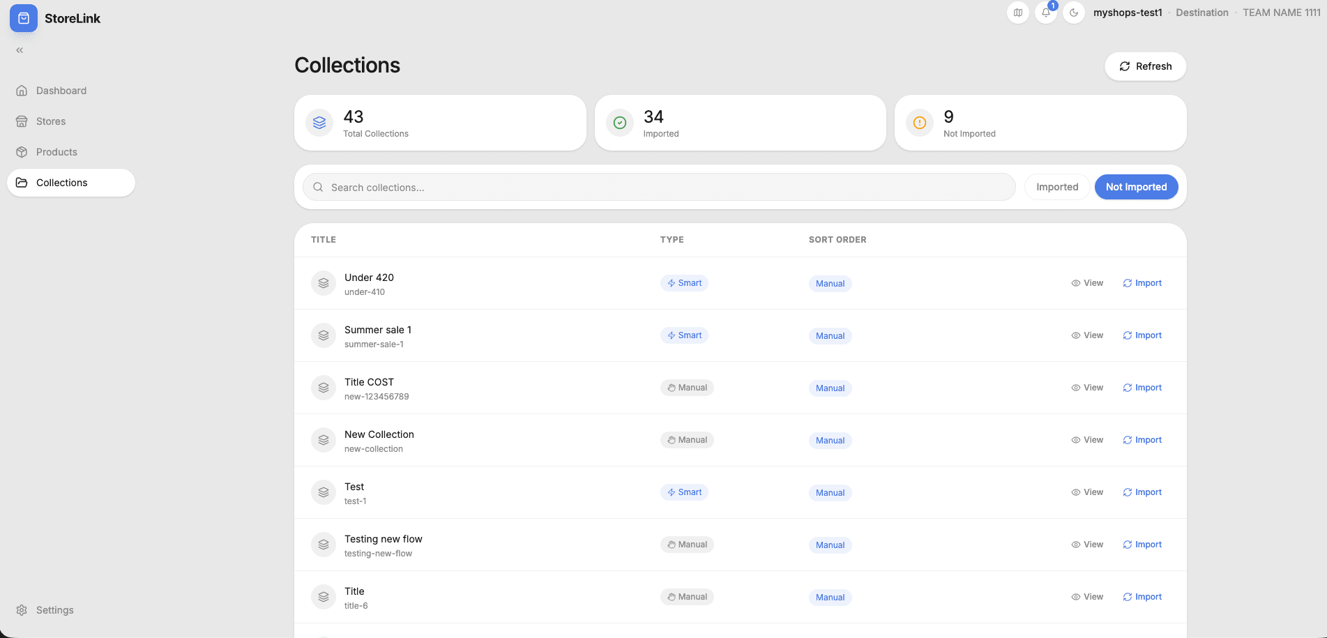 Manage collections across stores